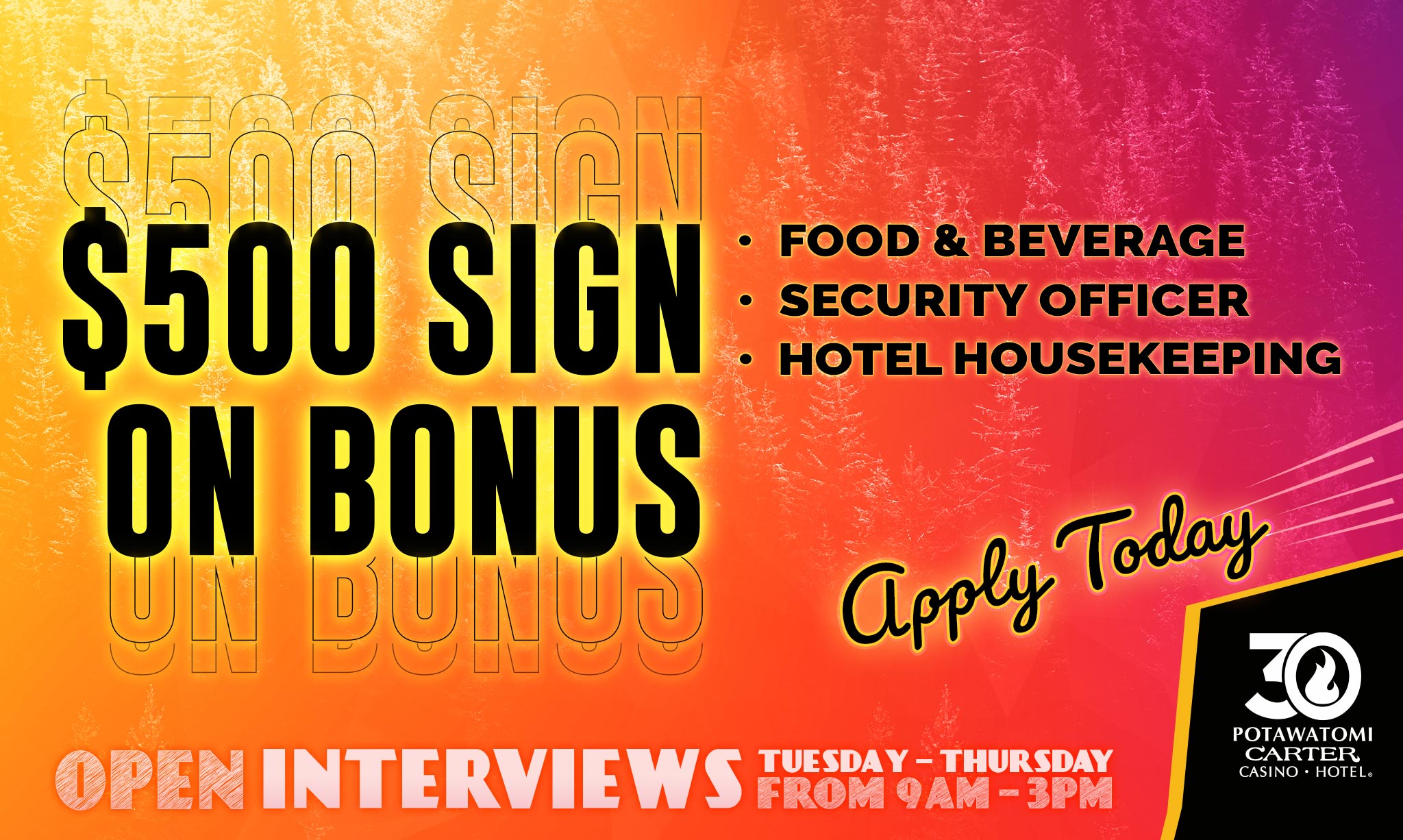 Carter Casino Careers $500 Sign On Bonus